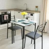 Hti-Living Essgruppe Thora 3-teilig Tischplatte Weiß - Braun/Schwarz