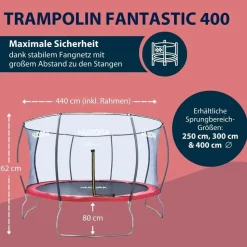 Hudora Fantastic 400V 400 cm inkl. Sicherheitsnetz rot