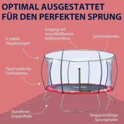 Hudora Fantastic 400V 400 cm inkl. Sicherheitsnetz rot