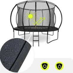 HyperMotion Gartentrampolin 366 cm inkl. Sicherheitsnetz und Leiter Schwarz