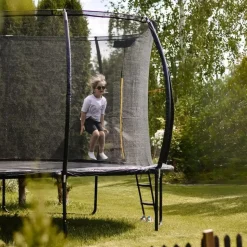 HyperMotion Gartentrampolin 366 cm inkl. Sicherheitsnetz und Leiter Schwarz