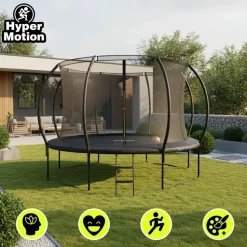 HyperMotion Gartentrampolin 366 cm inkl. Sicherheitsnetz und Leiter Schwarz