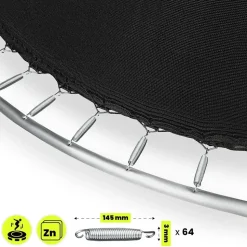 HyperMotion Gartentrampolin 366 cm inkl. Sicherheitsnetz und Leiter Schwarz