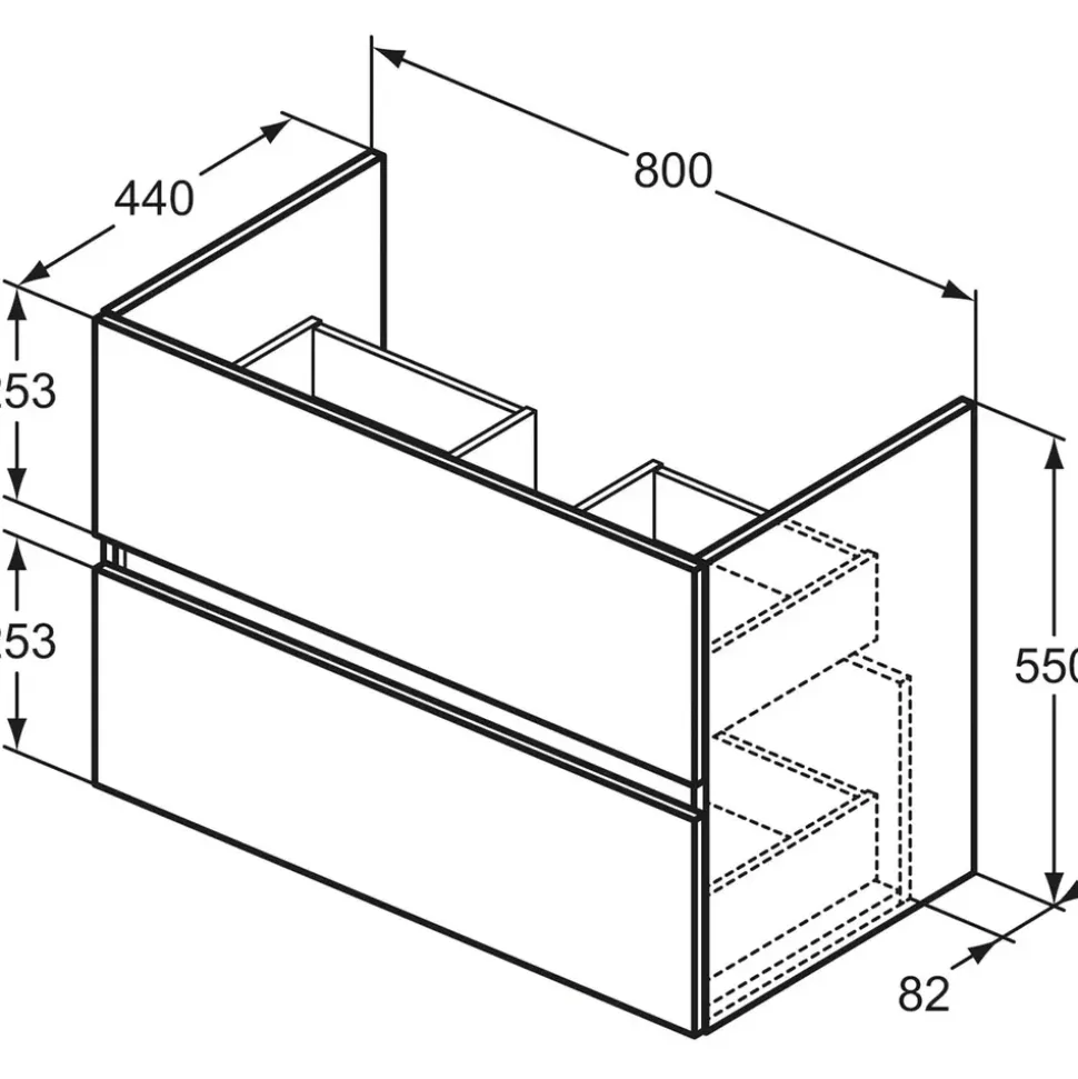 Ideal Standard Eurovit+ 2 Auszüge 80 x 44 x 55 cm Eiche