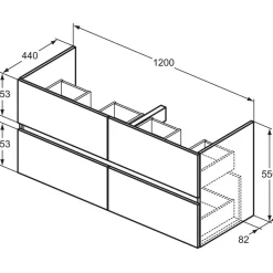 Ideal Standard Eurovit+ 4 Auszüge 120 x 44 x 55 cm Grau