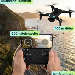 ideoon 4K Drohne mit Kamera Schwenkbar C0 Zertifiziert Faltbar GPS Rückkehr Hinderniserkennung Follow-Me