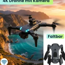 ideoon 4K Drohne mit Kamera Schwenkbar C0 Zertifiziert Faltbar GPS Rückkehr Hinderniserkennung Follow-Me