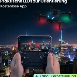 ideoon 4K Drohne mit Kamera Schwenkbar C0 Zertifiziert Faltbar GPS Rückkehr Hinderniserkennung Follow-Me