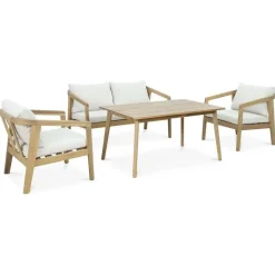 Idimex YAPA Loungeset aus massivem Akazienholz 4-tlg. Natur/Beige