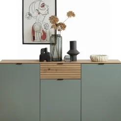 Innostyle INA Sideboard 180 x 90 x 45 cm Schilfgrün / Artisan Eiche