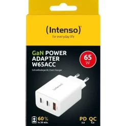 Intenso Power Adapter W65ACC GaN Ladegerät, Weiß