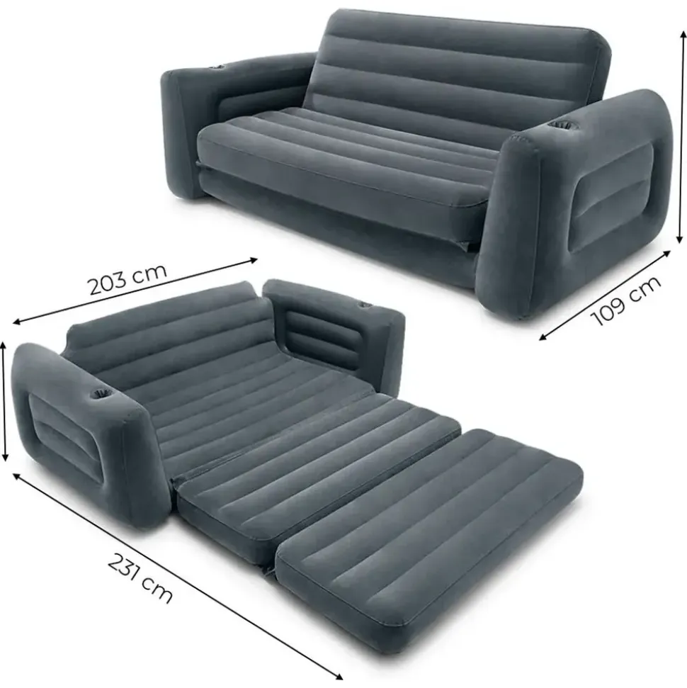 Intex Schlafcouch Futon 2-Sitzer Grau