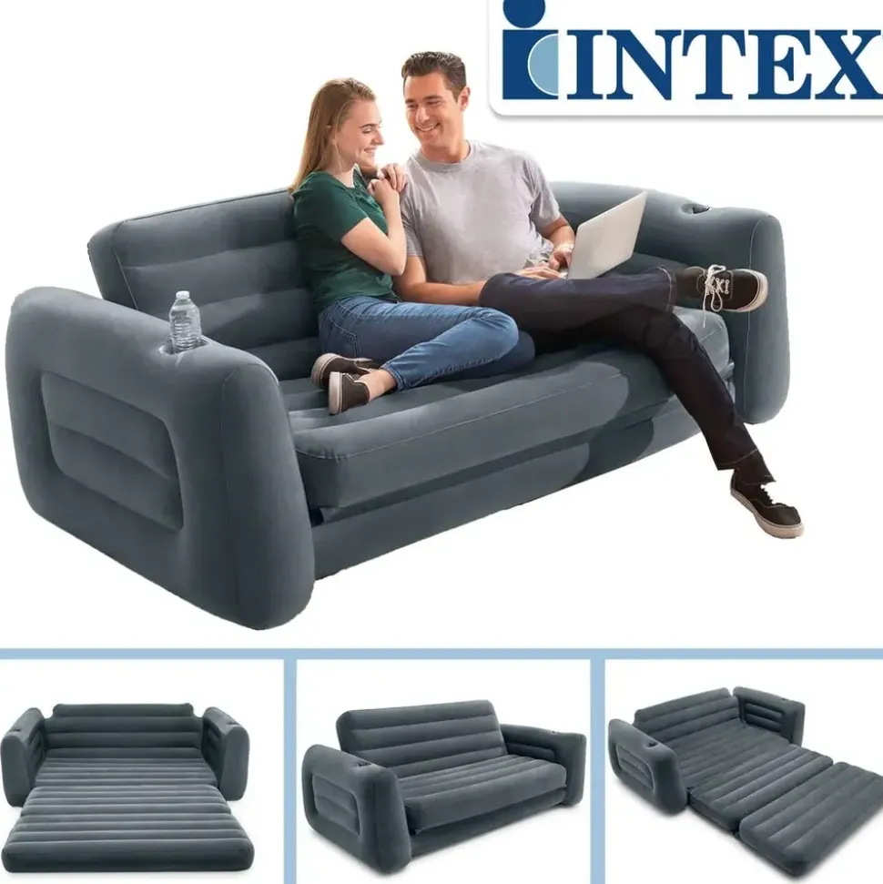 Intex Schlafcouch Futon 2-Sitzer Grau