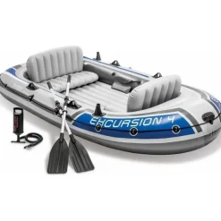 Intex Schlauchboot Excursion 4 Weiß inkl. Pumpe und Alu-Paddel