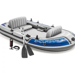 Intex Schlauchboot Excursion 4 Weiß inkl. Pumpe und Alu-Paddel