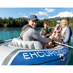 Intex Schlauchboot Excursion 4 Weiß inkl. Pumpe und Alu-Paddel
