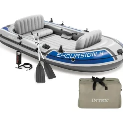 Intex Schlauchboot Excursion 4 Weiß inkl. Pumpe und Alu-Paddel