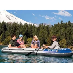 Intex Schlauchboot Excursion 4 Weiß inkl. Pumpe und Alu-Paddel