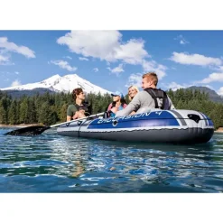 Intex Schlauchboot Excursion 4 Weiß inkl. Pumpe und Alu-Paddel