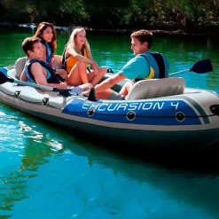 Intex Schlauchboot Excursion 4 Weiß inkl. Pumpe und Alu-Paddel