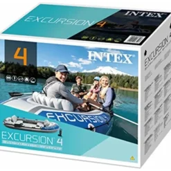 Intex Schlauchboot Excursion 4 Weiß inkl. Pumpe und Alu-Paddel