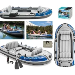 Intex Schlauchboot Excursion 4 Weiß inkl. Pumpe und Alu-Paddel