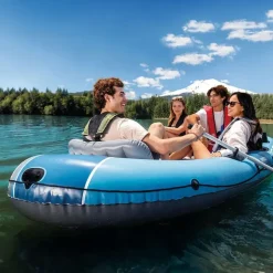 Intex Schlauchboot Excursion 4 Blau inkl. Pumpe und Alu-Paddel