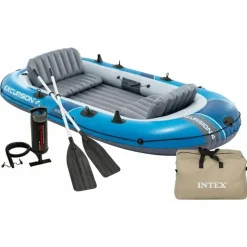 Intex Schlauchboot Excursion 4 Blau inkl. Pumpe und Alu-Paddel