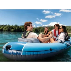 Intex Schlauchboot Excursion 4 Blau inkl. Pumpe und Alu-Paddel