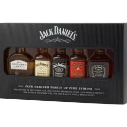 Jack Daniel's Family of Fine Spirits Old No.7 Tennessee 40% vol 0,05 l + Gentleman Jack 40% vol 0,05 l + Single Barrel Select 45% vol 0,05 l + Tennessee Honey Likör 35% vol 0,05 l + Tennessee Fire Likör 35% vol 0,05 l Tasting-Set