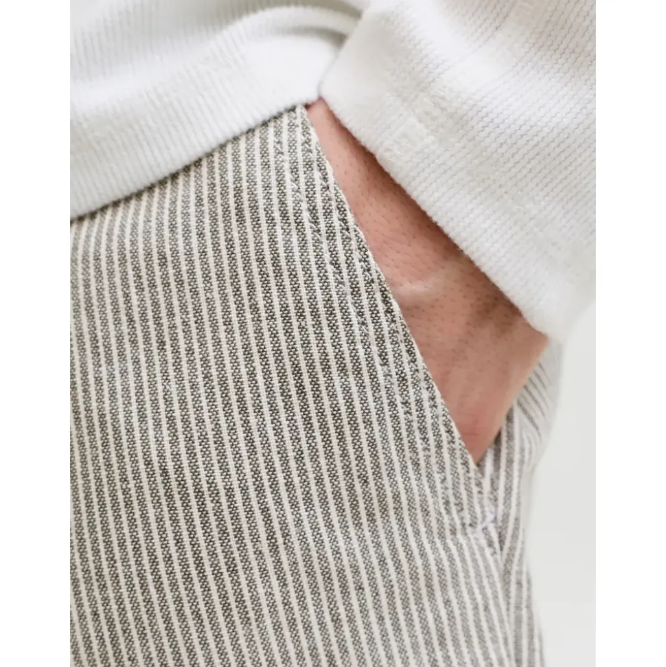 JACK & JONES "JPSTACE MYKONOS LINEN BLEND SHORTS SRT", Herren, Gr. XL, N-Gr, grau (cloud dancer detail:stripe), Web, Obermaterial: 55% Leinen, 45% Viskose, unifarben, regular fit, Hosen Chinoshorts
