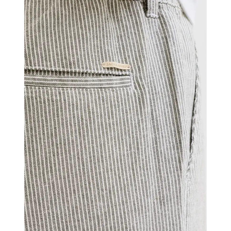 JACK & JONES "JPSTACE MYKONOS LINEN BLEND SHORTS SRT", Herren, Gr. XL, N-Gr, grau (cloud dancer detail:stripe), Web, Obermaterial: 55% Leinen, 45% Viskose, unifarben, regular fit, Hosen Chinoshorts