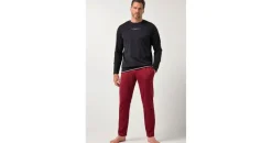Jp1880 Schlafanzug Bauchfit Homewear T-Shirt lange Dunkelrot XL