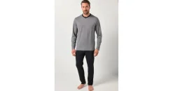 Jp1880 Schlafanzug lang Schwarz/Weiß 7XL