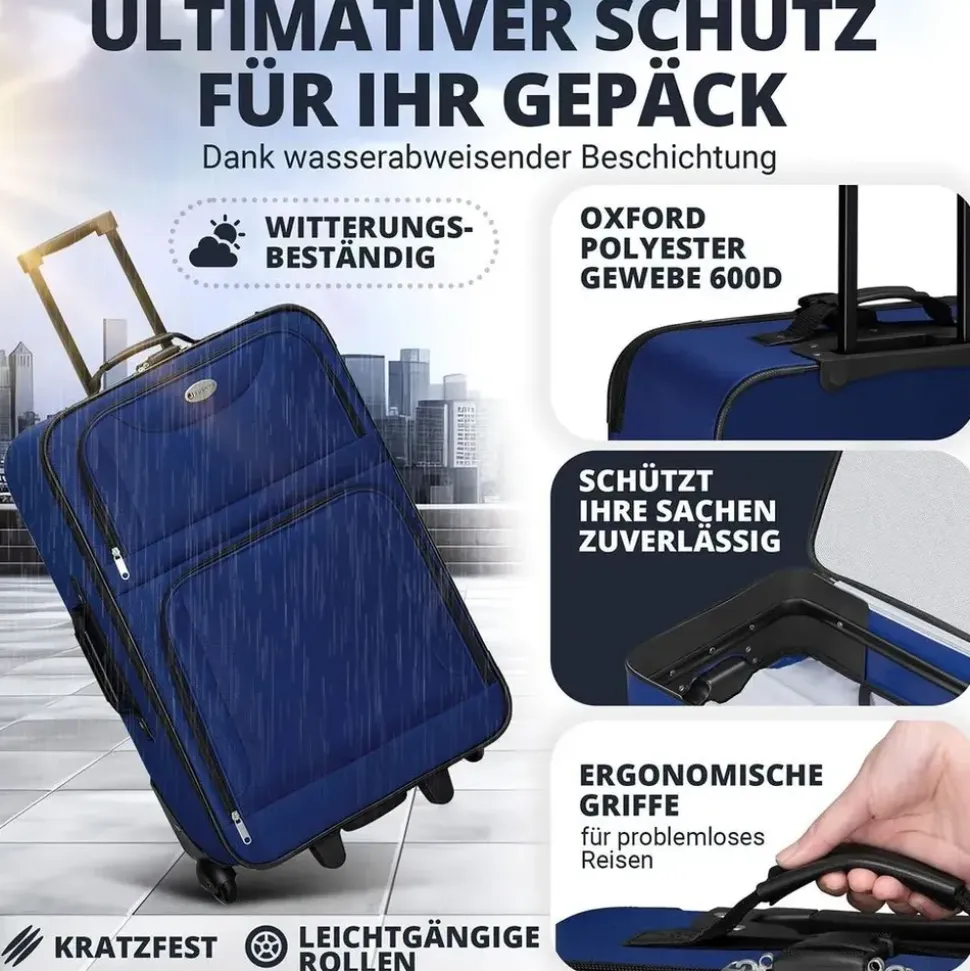 Juskys Athen Koffer-Set 5-tlg. blau