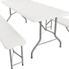 Juskys Bayreuth Bierzeltgarnitur 3-tlg. Tisch 180 x 70 x 74 cm weiß klappbar