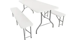 Juskys Bayreuth Bierzeltgarnitur 3-tlg. Tisch 180 x 70 x 74 cm weiß klappbar