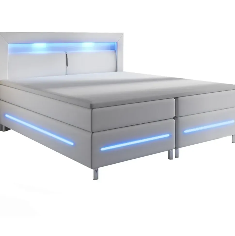 Juskys Boxspringbett Norfolk Weiß 180 x 200 cm