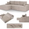 Juskys Eckcouch Cord 3-Sitzer Taupe