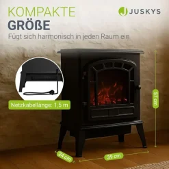 Juskys Elektrokamin 2000 W Schwarz