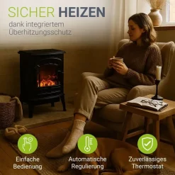 Juskys Elektrokamin 2000 W Schwarz