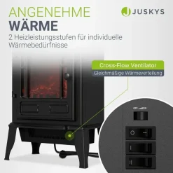 Juskys Elektrokamin 2000 W Schwarz