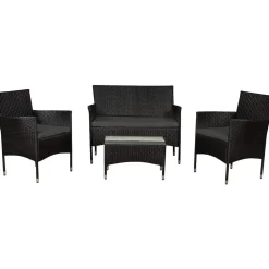 Juskys Fort Myers Polyrattan Gartenmöbel-Set Schwarz/Grau