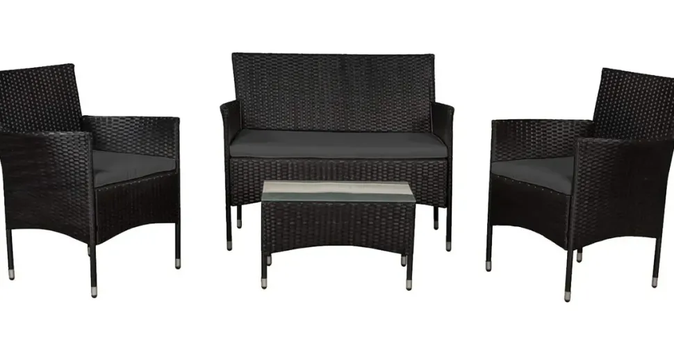 Juskys Fort Myers Polyrattan Gartenmöbel-Set Schwarz/Grau