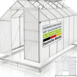 Juskys Gewächshaus Aluminium Silber HKP 4 mm 7,2 m2