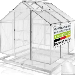 Juskys Gewächshaus Aluminium Grau HKP 4 mm 3,6 m2