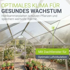 Juskys Gewächshaus Aluminium Grau HKP 4 mm 3,6 m2