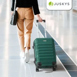 Juskys Hartschale Kofferset Reisekoffer 3 teilig - Zahlenschloss, 360° Rollen, Teleskopgriff, - Dunkelgrün