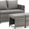 Juskys 2in1 Polyrattan Gartenmöbel Jamaika 4-tlg. grau