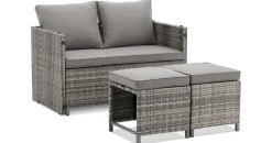 Juskys 2in1 Polyrattan Gartenmöbel Jamaika 4-tlg. grau